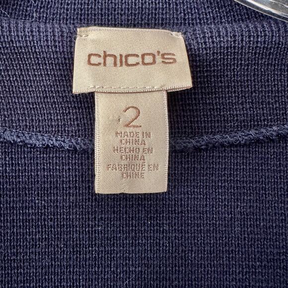 Chicos Navy Blue Double Knit Cardigan Blazer Sweater Chicos Size 2 / 12, Large - Picture 4 of 14